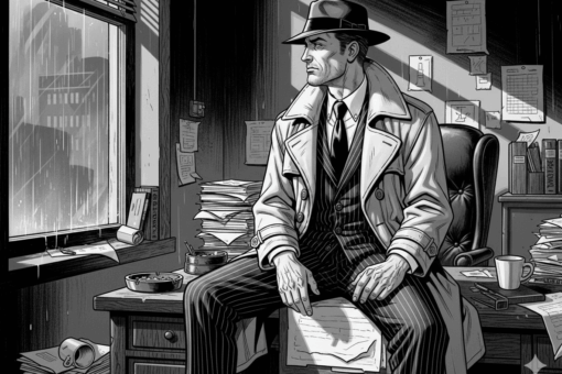 Detective Sandoval-Wyss entre una serie de archivos y preguntas