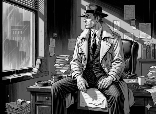 Detective Sandoval-Wyss entre una serie de archivos y preguntas